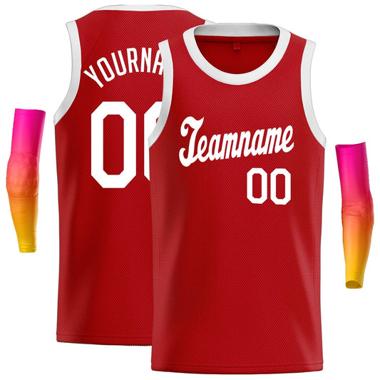 Custom  Red White Classic Tops Men/Boy Athletic Basketball Jersey