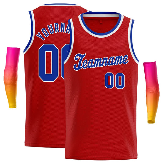 Custom Red Royal-White Classic Tops Athletic Basketball Jersey